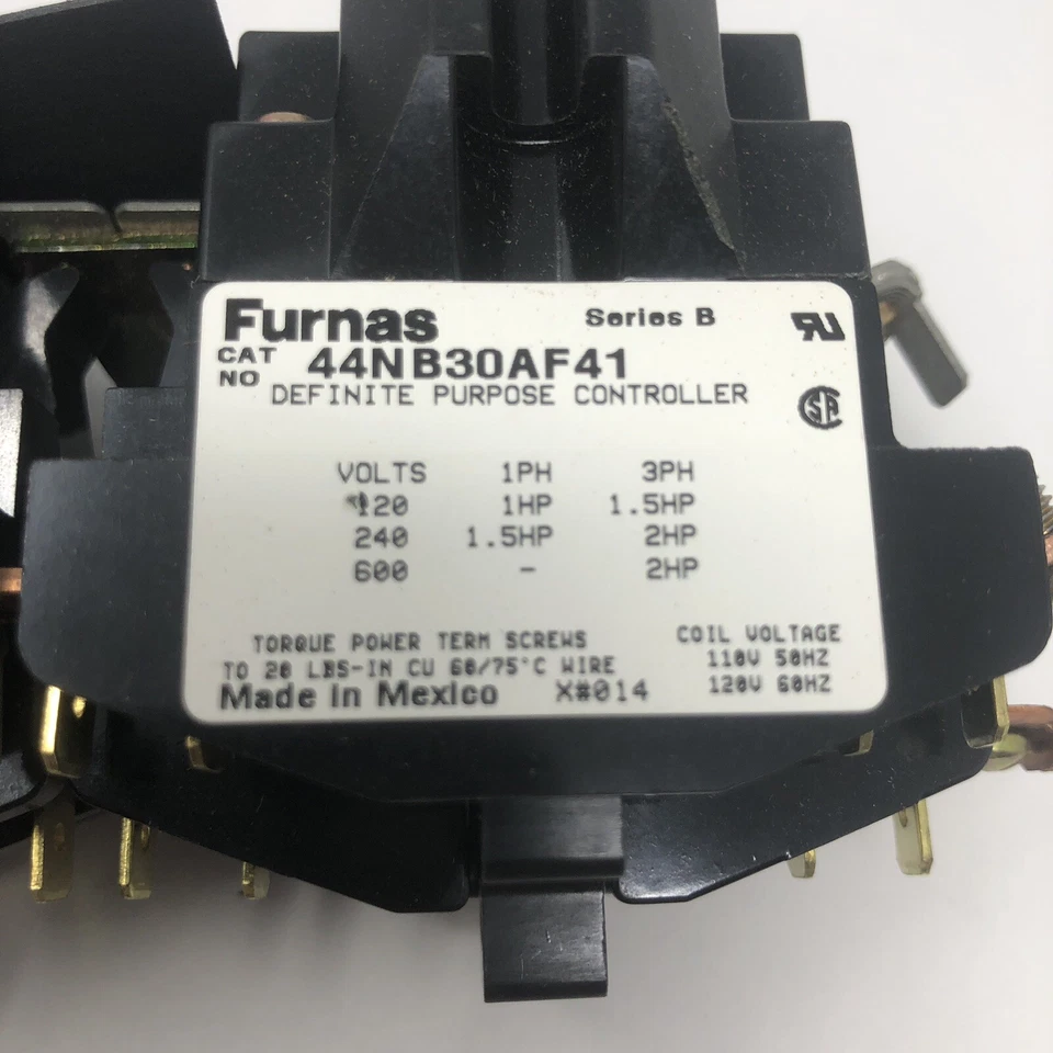 New Furnas 44NB30AF41 3P Open 1Ph 1.5HP 240V Hoist Contactor Definite Purpose - Image 3 of 4
