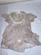 DAMAGED Vtg Sheer Doll Dress pink Lace Collar flowers Girls