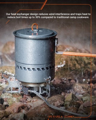 Camping Cooking Pot Heat Exchanger Outdoor Camping Pot 1.5 Liter Hiking Pot