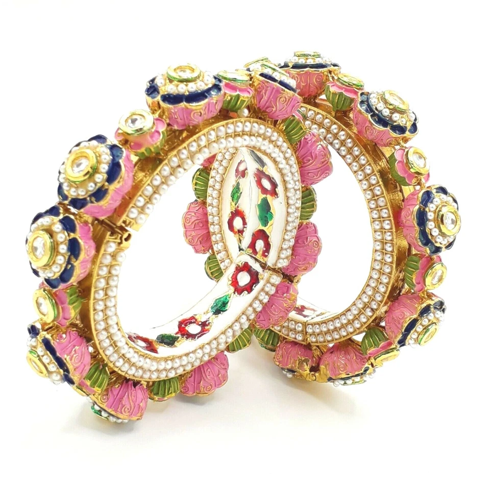 Bollywood Pakistanische Indisch Goldfarben Braut Kundan Armreif Armband Schmuck - Bild 4 von 4