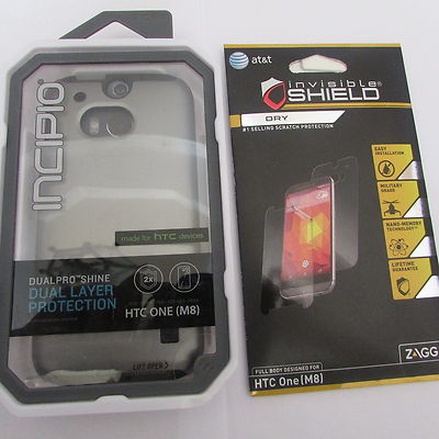 Incipio DualPro Shine HardShell Case HTC M8 Aluminum Finish w' Free ZAGG Screen