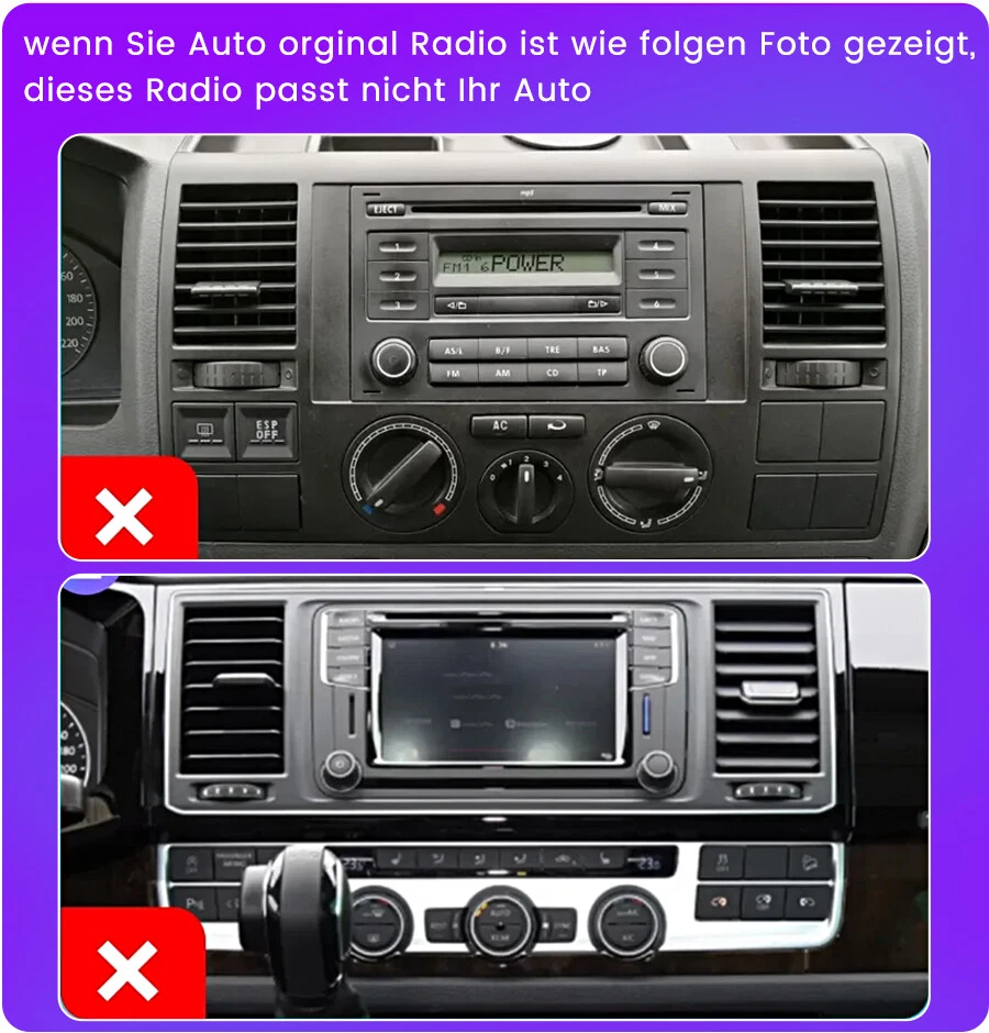 Für VW T5 Multivan Transporter DAB+ Android 14 Autoradio Carplay GPS Navi RDS BT - Bild 2 von 4