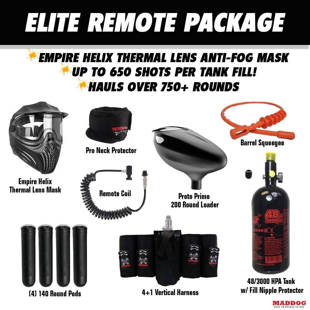 Maddog Elite Remote HPA Paintball Gun Accessory Package