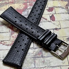 23 Sold! Soft rubber original 1960s vintage 19mm dive watch strap 2 keepers NOS