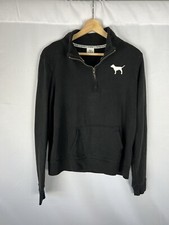 Victoria's Secret PINK Women s Quarter Zip Sweatshirt Sze Small Black Pullover