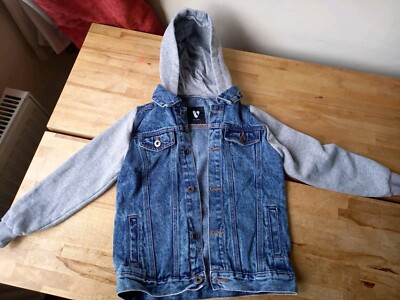 BoysGirls Marl Grey Hooded Jersey Denim Jacket years WASHED