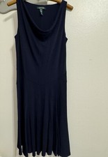 Lauren Ralph Lauren dress womens size 10 navy blue sleeveless (T1525L)