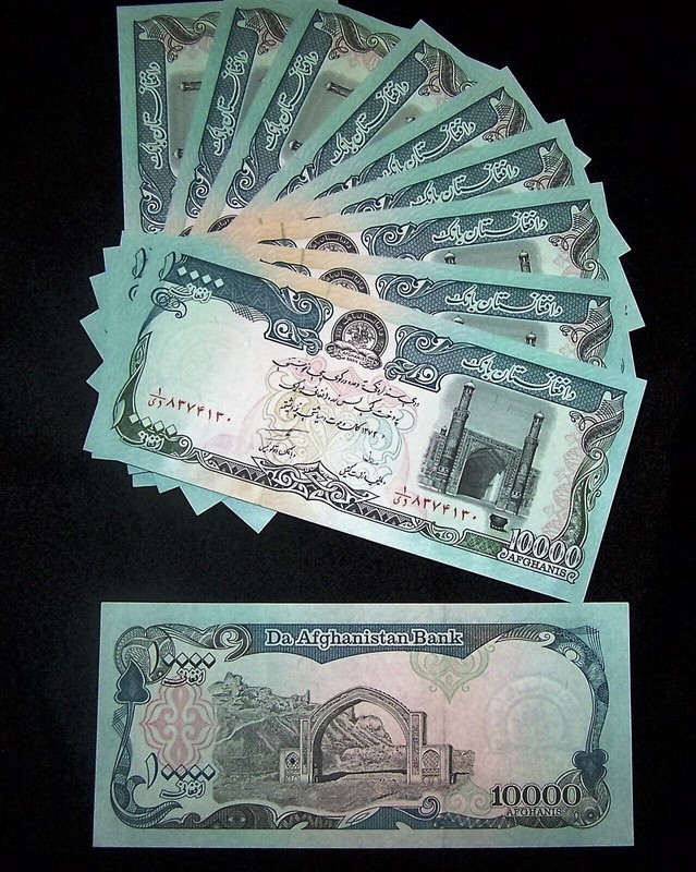 10 x Afghanistan 10000 (10,000) Afghanis banknotes / UNCIRCULATED money currency