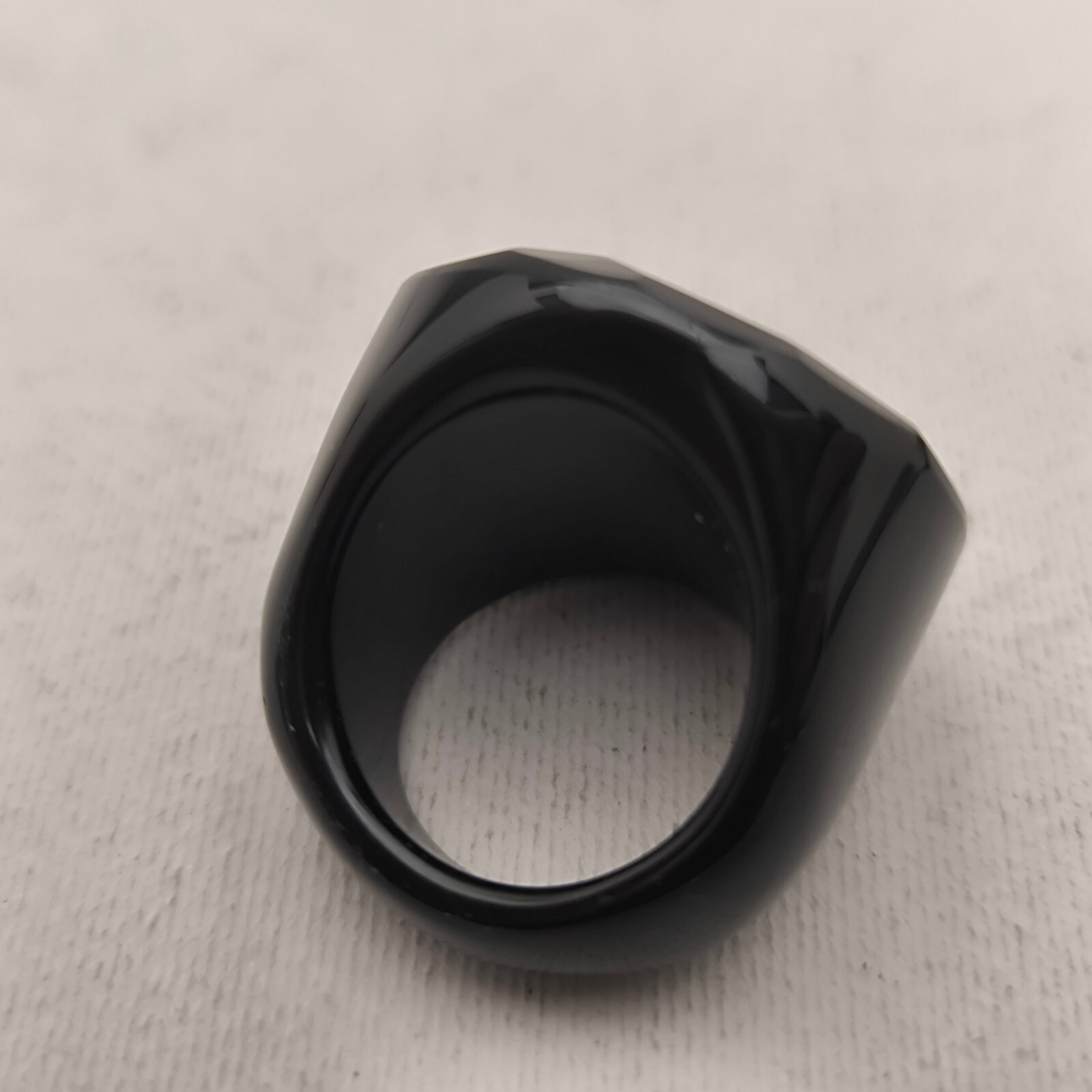 BIG HEAD-RING ONYX  RECTANGULAR FACETED VINTAGE E… - image 4