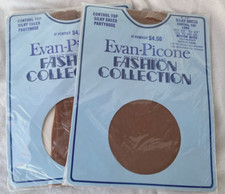VTG 2 PR..EVAN-PICONE..SHEER..CONTROL TOP..BEIGE..PANTYHOSE.NEW..TALL..NIP
