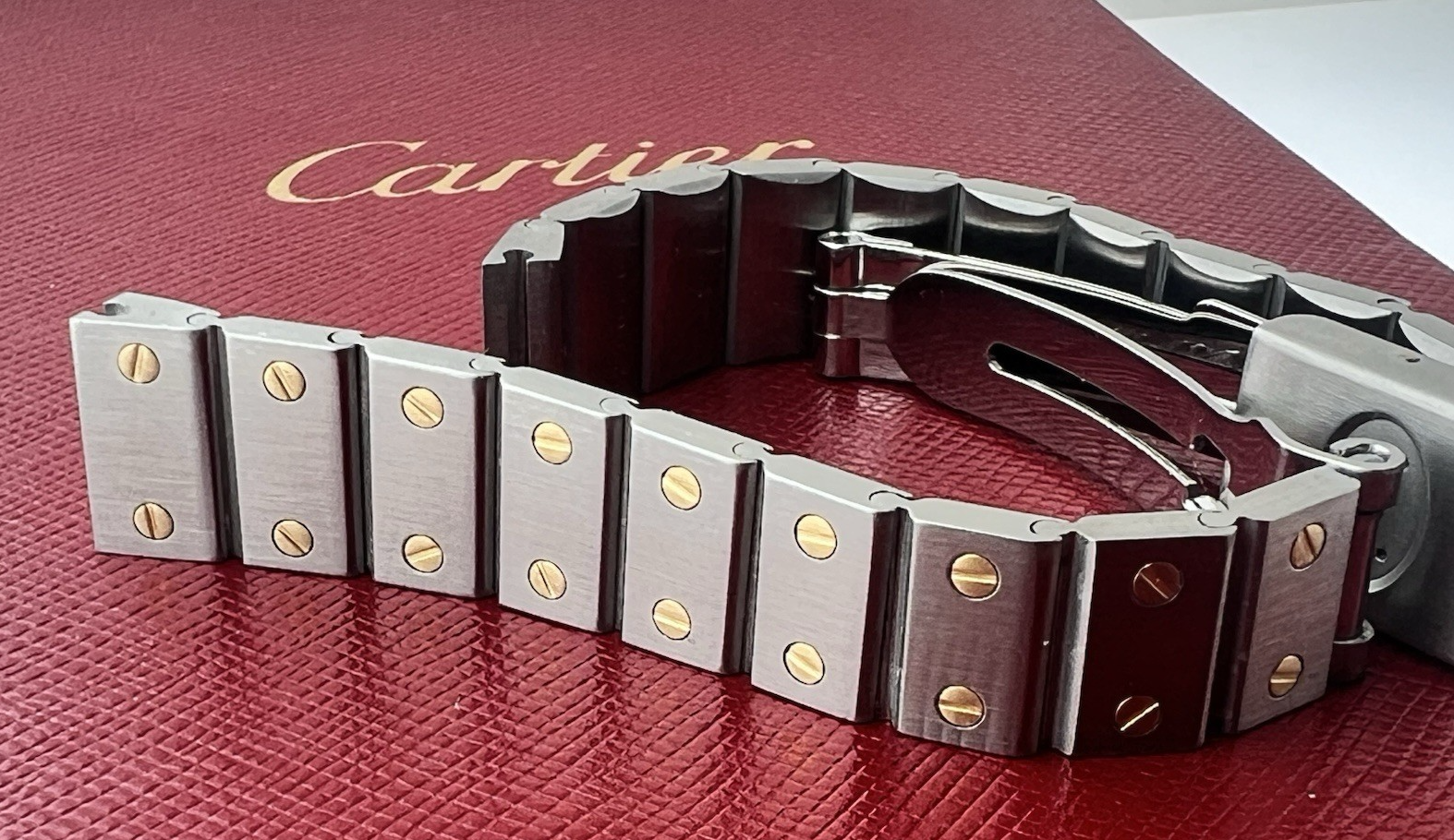 Cartier Santos Women's 18K Gold & Stainless Steel Watch Bracelet 12mm Lugs Swiss Made-image