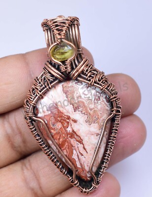 87.70 Ct Asteroid Jasper Gemstone Copper Wire Wrapped Beautiful Pendant Jewelry