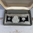 2001 1 oz .999 Fine Silver Bar Ben Franklin $100 Bill Design Used