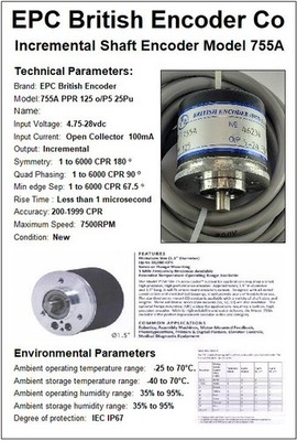 EPC British Encoder Type 755A PPR 125 0/P5-25PU 600mm