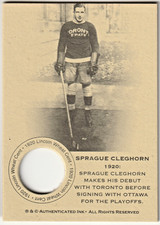 1920 Authenticated Ink "Coin Card" (Without Coin)....Sprague Cleghorn!