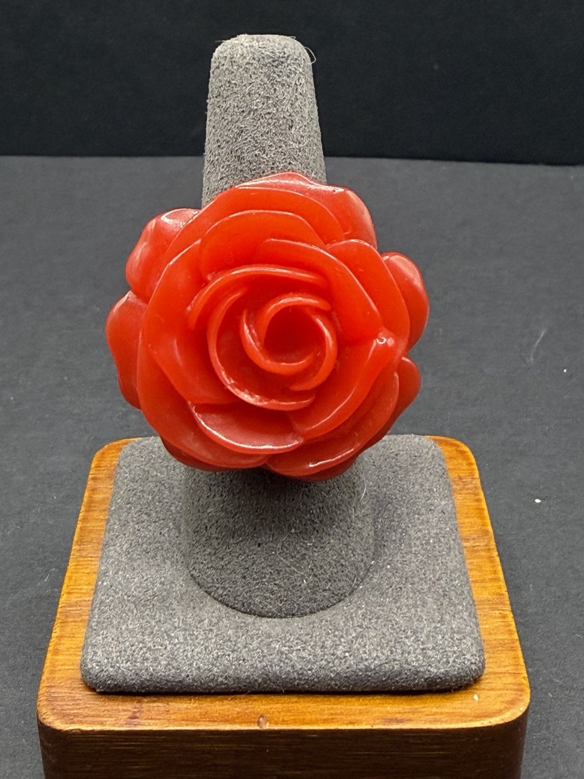 Vtg 1990's Kenneth Jay Lane KJL Red Rose Ring - S… - image 2