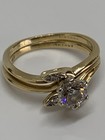 14k yellow gold  1/2 carat princess diamond ring set  - leaf design — photo 5