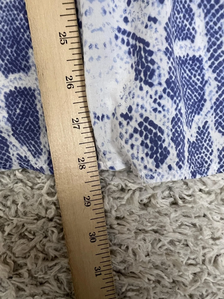 Blusa Adrienne Vittadini para mujer 1X azul blanco estampado de serpiente rayón top ligero Foto 2 de 4