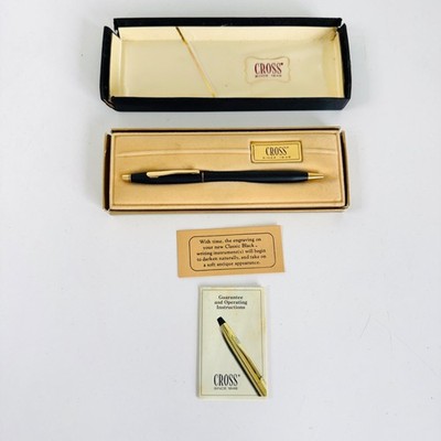 Cross Classic Century Ballpoint Pen 2502 Matte Black 23K Gold Trim Vintage 1982