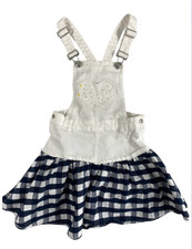 Overall Canvas Skirtall Jumper Dress Little Girl Sz 6Y White Gingham Bib Summer
