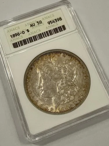 1896-O Morgan Dollar ANACS AU50. Old Soapbox Holder. Nicely toned. Semi-key date