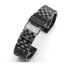 Black 20mm Width Watch Band Strap Bracelet Link Solid Watchband Replacement'