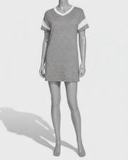 $105 Alternative Women's Gray Powder Puff Short Sleeve T-Shirt Dress Size L