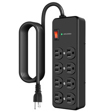 8 Outlet Heavy Duty Power Strip 15Amp Metal Mountable Surge Protector