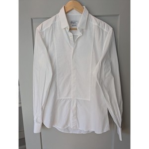 Anto Beverly Hills White Tuxedo Shirt Mens L/S Formal Dress Button Size 16.5