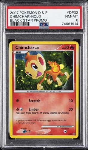 2007 POKEMON DIAMOND & PEARL BLACK STAR PROMO #DP02 CHIMCHAR-HOLO PSA 8