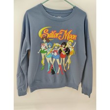 Sailor Moon Blue Crew Neck Sweatshirt Anime Cartoon Graphic Pullover Size S