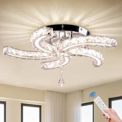 19.7'' Dimmable Crystal Chandeliers Modern Crystal Ceiling Light Fixtures Acrylic
