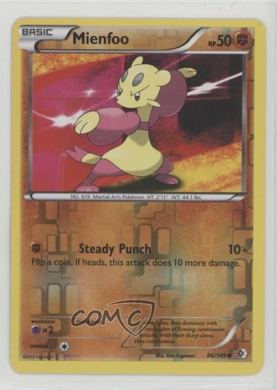 Mienfoo Reverse Foil Pokemon Black & White Boundaries Crossed #86