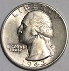 1943P Washington Silver Quarter  UNC