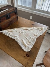 Vintage 1940s 1950s Floral Lace Trim Chiffon Head Scarf Mid Century