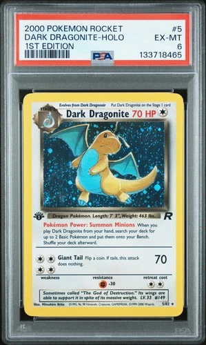 2000 POKEMON ROCKET 1ST ED #5 DARK DRAGONITE-HOLO PSA 6