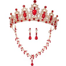 Tiaras Crown And Jewelry Sets for women,Tiaras Earrings and Necklace for Wedd...