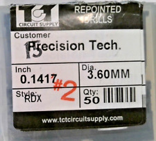 TCT REPOINTED DRILLS RDX 3.60MM 0.1417" DIA 0.472" FLUTE LOT OF 22 