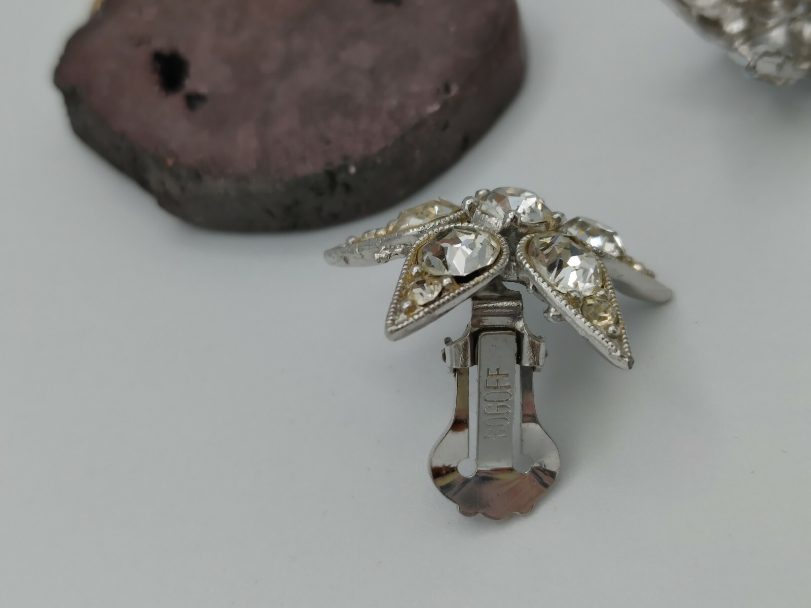 Vintage Estate Bogoff Rhingstine Earrings Clip On - image 5