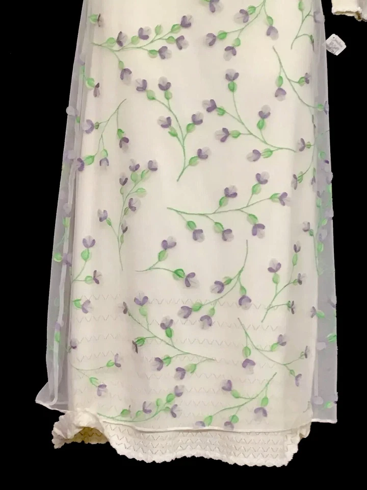 Moschino 3 Piezas Blanco Lavanda Floral Falda Larga Tejida Tanque y Cárdigan Nuevo Con Etiquetas Talla-12 Foto 3 de 4