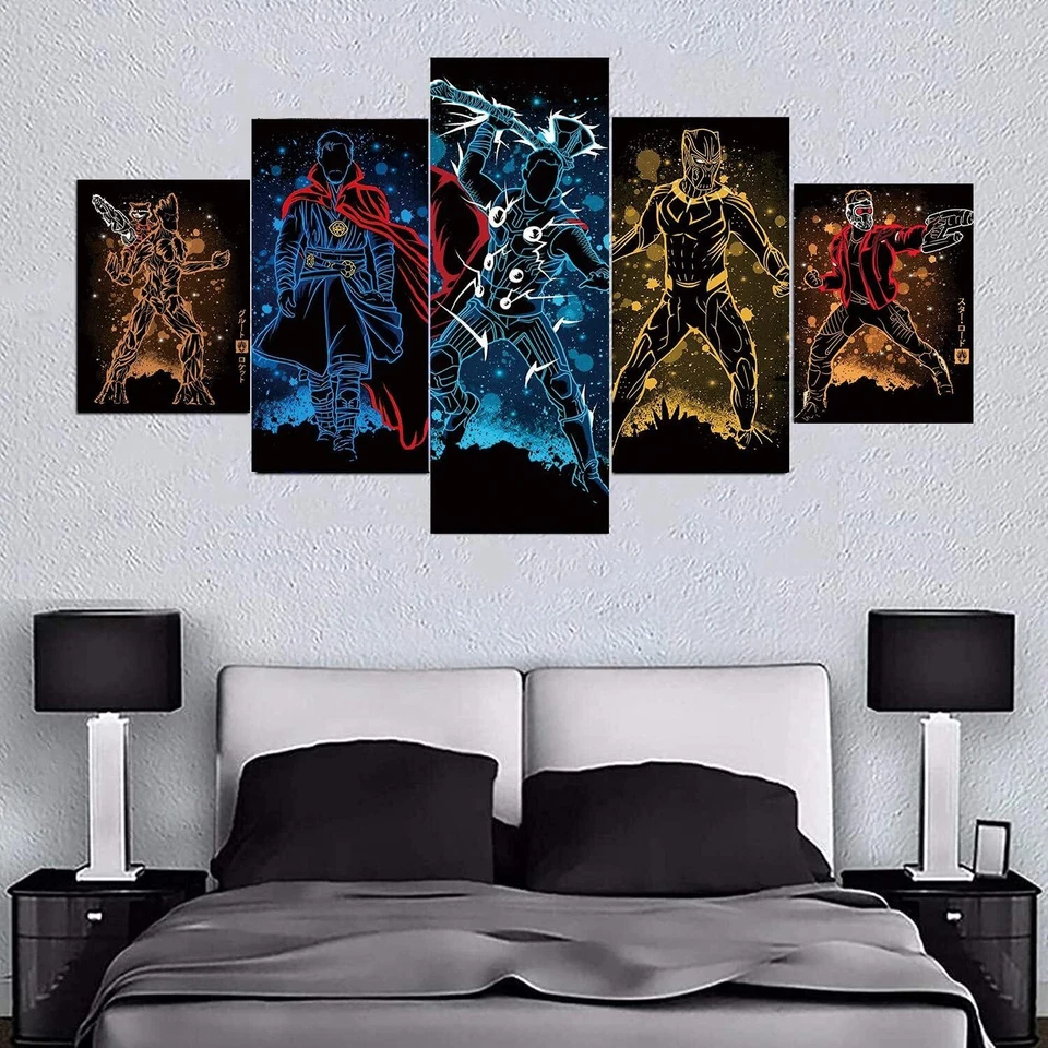 5 Pieces Avenger Canvas Wall Art HD Prints Modular Poster Anime Canvas Painting - Image 2 of 2
