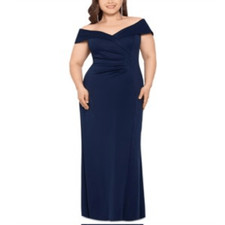 Xscape Plus Womens Ruched Long Evening Dress Size 20W