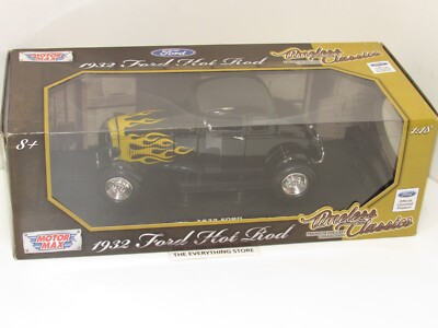 MOTORMAX 32 FORD HOT ROD 1:18 SCALE DIE-CAST BLACK ON FIRE NEW IN BOX FREE SHIP
