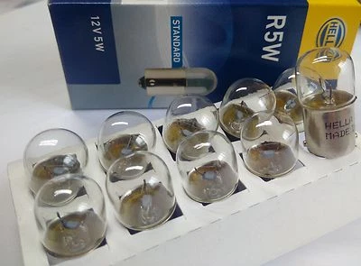 Hella 10 Stück 5W R5W Glühlampe Kennzeichenlampe Lampe  12V BA15s klar - Bild 1 von 2
