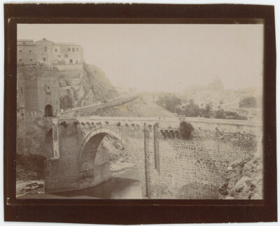 Peinture Originale Aquarelle 1890 – Pont D'Alcantara, Tolède Sur Le Tage – Espagne