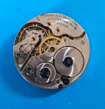CLEAN EARLY 16 SIZE HAMILTON GRADE 974 MODEL 1 POCKET WATCH MOVEMENT PARTS