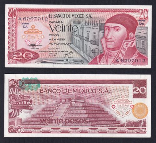 Banknote Mexiko 20 Pesos 1977 P 64d Fds UNC - 第 1/1 張圖片