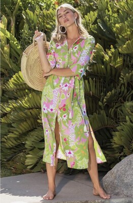 Trina Turk La Palma Midi Shirt Dress Small size Retail $162 | eBay