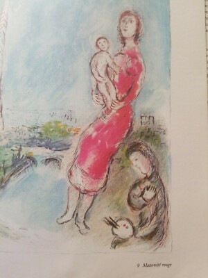 Marc CHAGALL Bouquet Rose Original Lithographs Maternite Eiffel