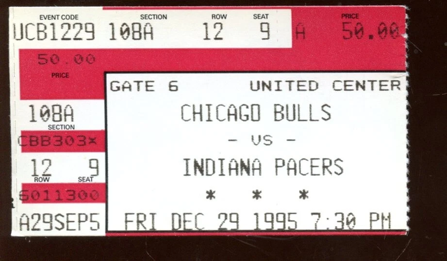 Basketball Chicago Bulls 1995 Vintage Sports Ticket Stubs for sale